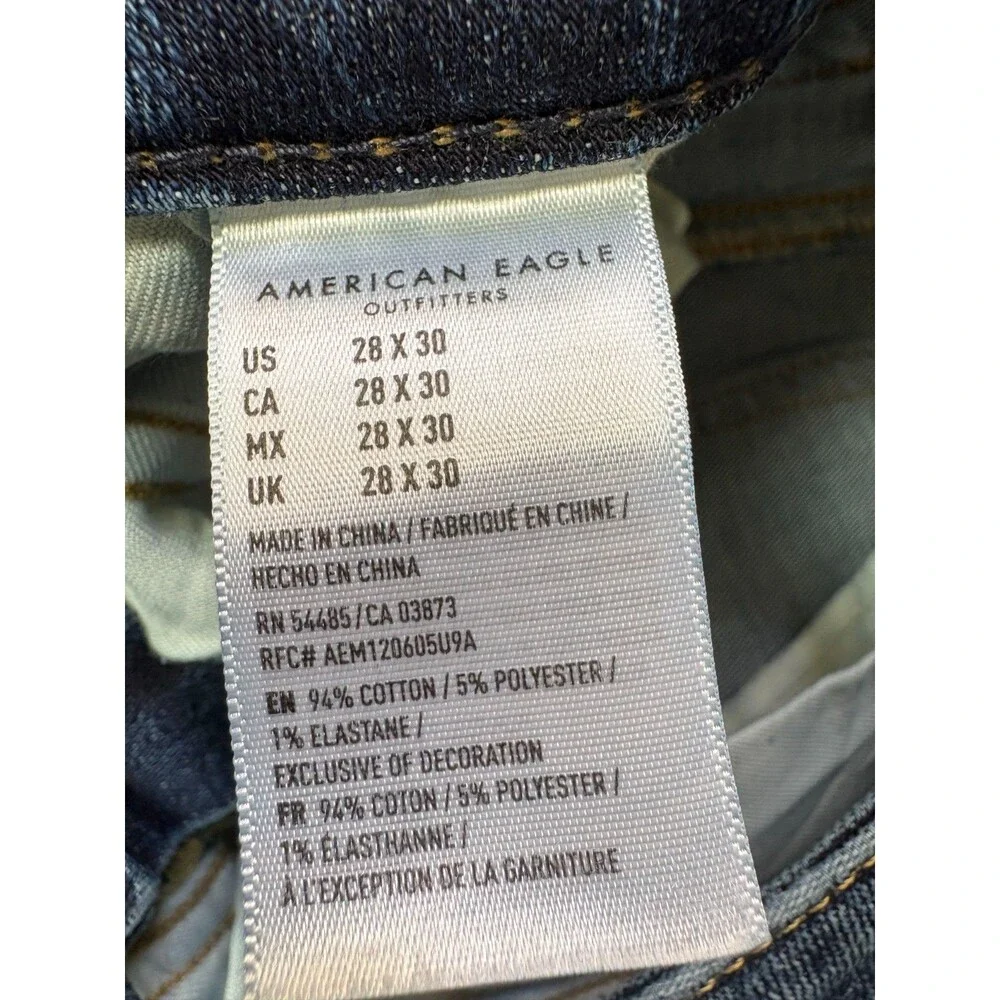 American Eagle Next Level Flex Jeans Mens 28x30 Destroyed Blue Denim